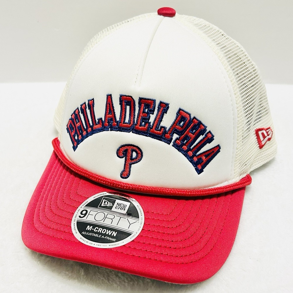 New Era Philadelphia Phillies‎ Foam Script M-Crown 9FORTY Hat Adjustable Beige